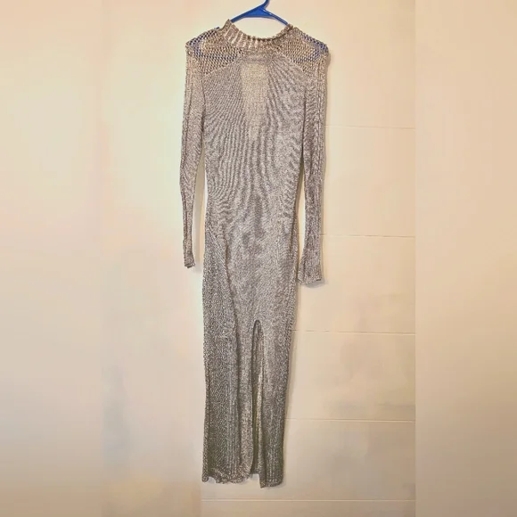 Fashion Nova | Dresses | Fashion Nova Metallic Seethrough Long Dress Small  | Poshmark